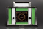 Radio-Glo Stained Glass + Chrome Radio in Green with White - Stunning